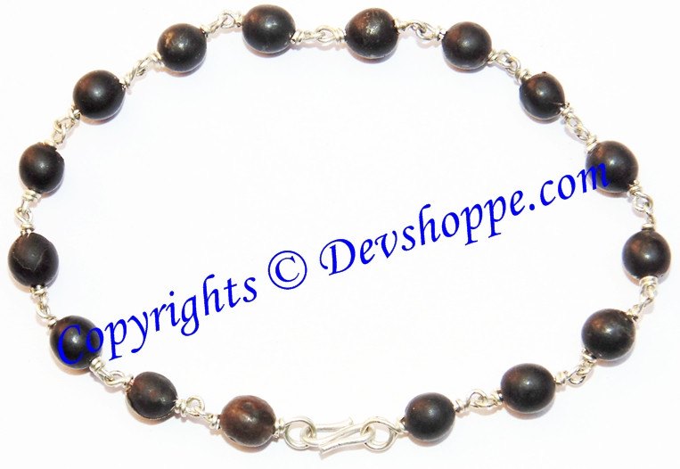 Black Vaijanti beads bracelet in white metal - Devshoppe