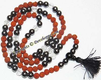 Rudraksha Hematite Combination mala - Devshoppe