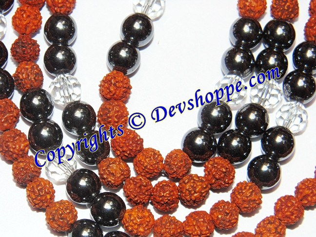 Rudraksha Hematite Combination mala - Devshoppe