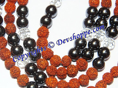 Rudraksha Hematite Combination mala - Devshoppe