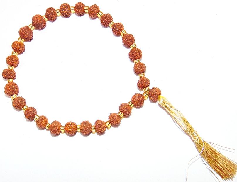 Rudraksha 7 mm sized beads Wrist mala 27+ 1 beads - Devshoppe