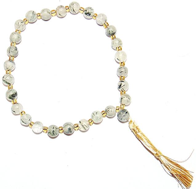 Rutile quartz Wrist mala of 27+1 beads - Devshoppe