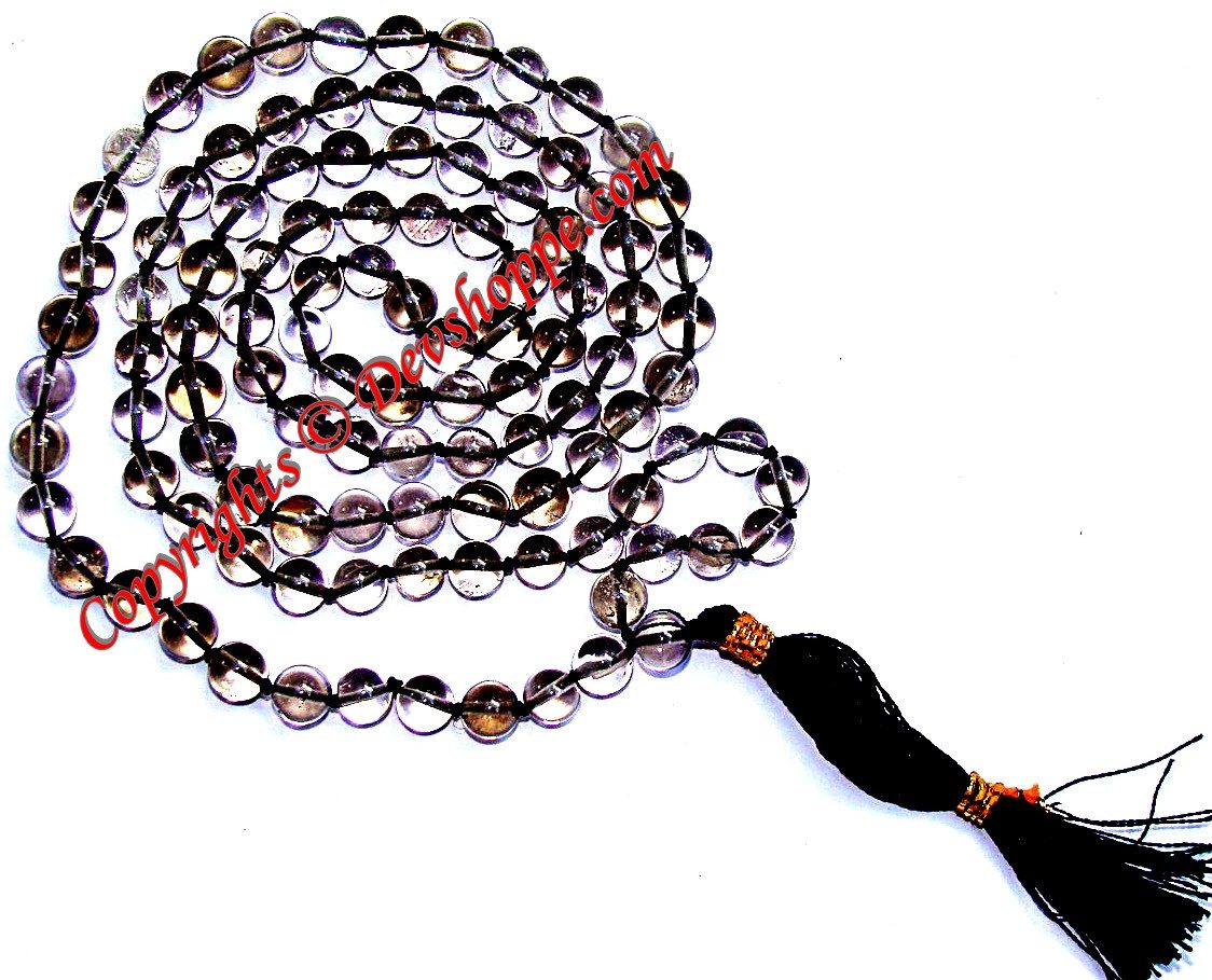 Smoky quartz mala to brings abundance, prosperity, and good luck - Devshoppe