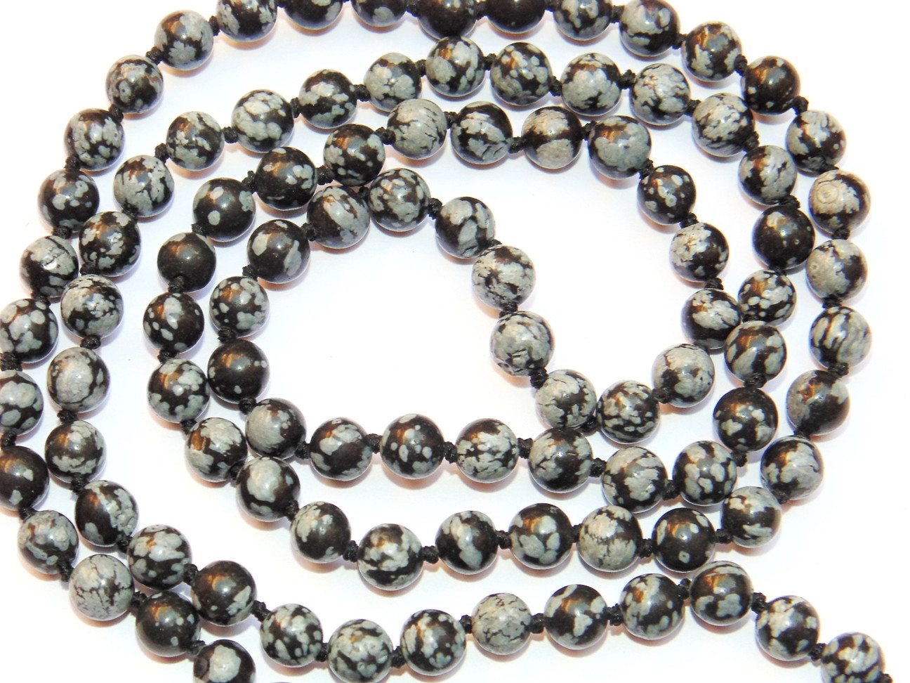 Snowflake Obsidian mala to get rid of Negative energies and for positivity - Devshoppe