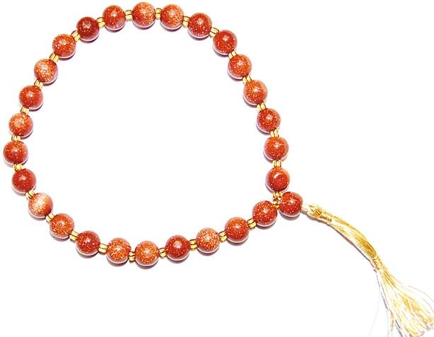 Sunstone (Goldstone) wrist mala of 27+1 beads - Devshoppe