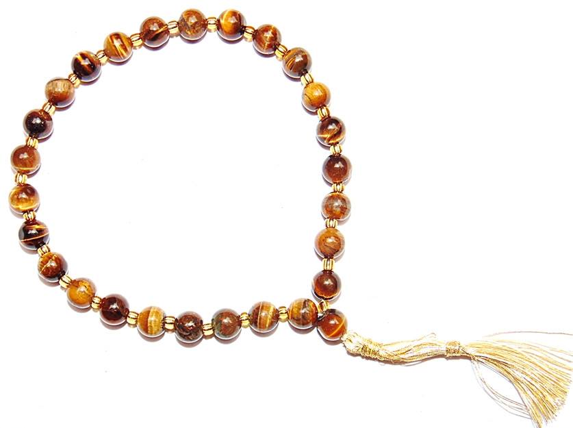 Tiger eye wrist mala 27+1 beads - Devshoppe