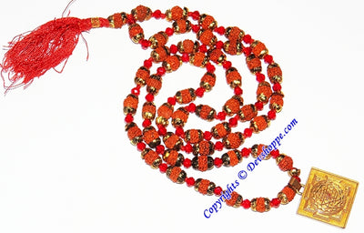 Shree yantra meru brass locket in Rudraksha mala - Devshoppe