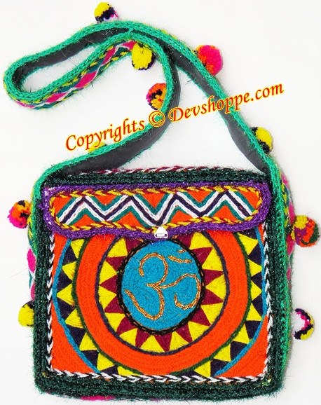 Aum (Om) woolen Shoulder (jhola) bag ~ Design 1 - Devshoppe