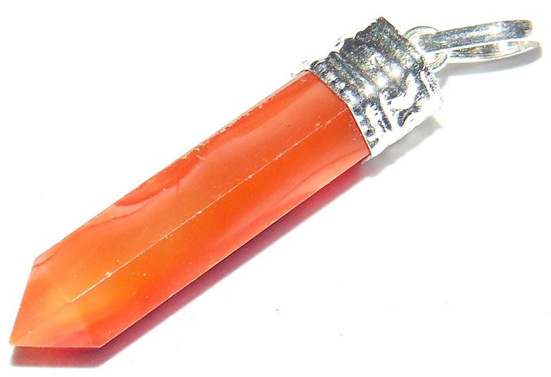 Carnelian Pencil shaped pendant in sterling Silver - Devshoppe