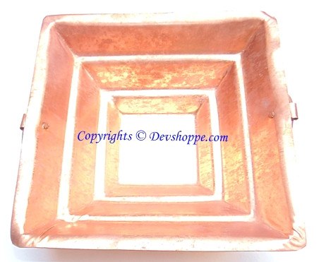 Pure copper Havan kund for Vedic rituals, Homam, Agnihotra or Pooja 22 cms x 22 cms - Devshoppe