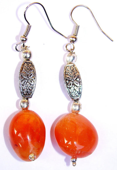 Carnelian tumble Ear-rings - beautiful piece of jewellery - Devshoppe