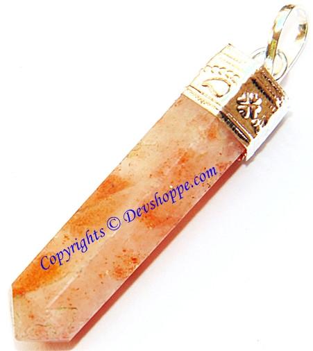 Natural Orange Quartz pencil shaped pendant - Devshoppe