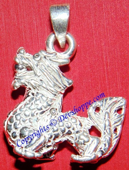 Silver Dragon pendant ~ Chinese good luck charm - Devshoppe