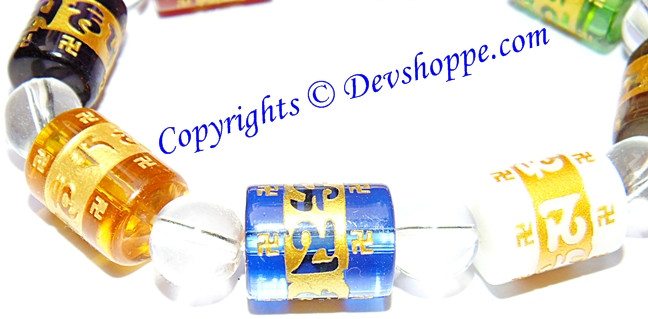 Tibetan Colour crystal Bead carve Mantra Om mani padme hum Amulet Bracelet - Devshoppe