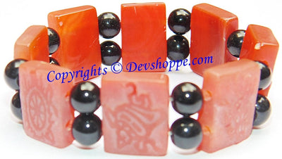 Tibetan Eight Auspicious symbols bracelet in Carnelian - Devshoppe