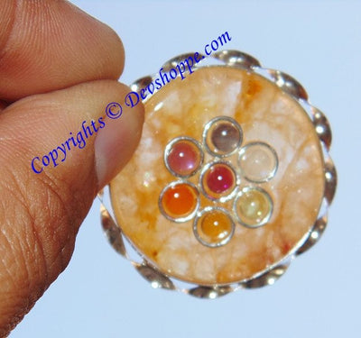 Yellow Agate pendant with Chakra stones - Devshoppe