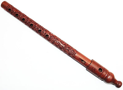 Traditional Hand Carved Wooden Side Flute Musical Mouth Woodwind Instrument large size - Devshoppe