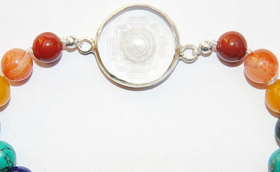 Chakra Stone bracelet with Sphatik Sriyantra in silver - Devshoppe