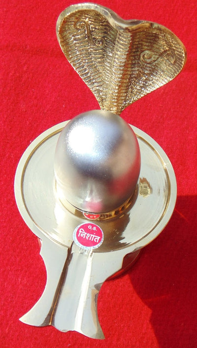 Pure Parad Banalinga (Shivlinga) with brass stand (Jalheri) - Devshoppe