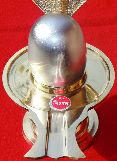 Pure Parad Banalinga (Shivlinga) with brass stand (Jalheri) - Devshoppe