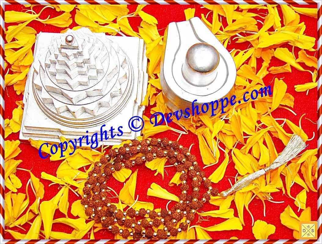 Combo deal 2 - Parad Sriyantra + Parad Shivlinga + Free Rudraksha mala - Devshoppe