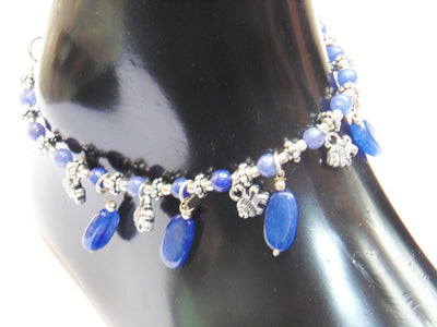 Blue agate Anklet - made up from Blue agate beads - Devshoppe