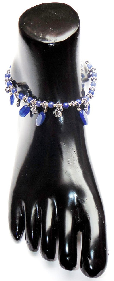 Blue agate Anklet - made up from Blue agate beads - Devshoppe