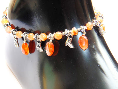 Carnelian Anklet - made up from Carnelian beads - Devshoppe