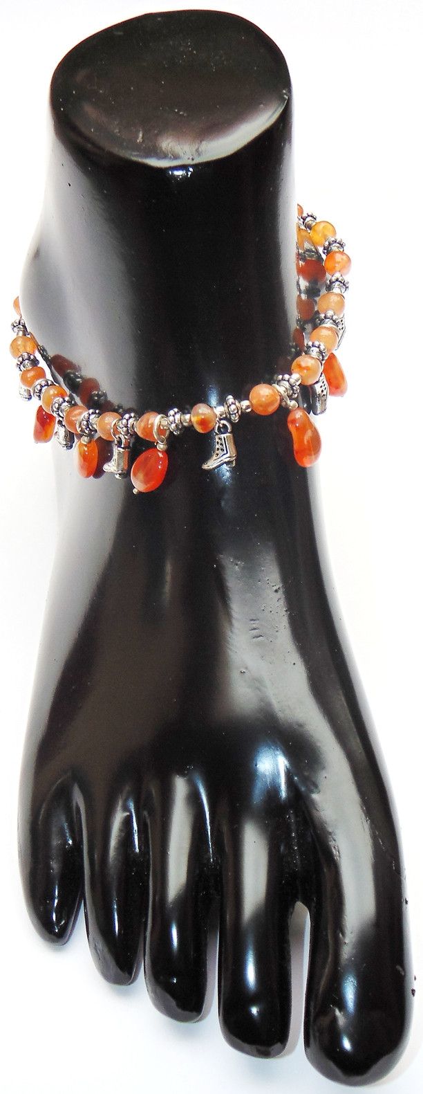 Carnelian Anklet - made up from Carnelian beads - Devshoppe