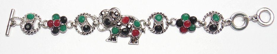 Elephant bracelet in german silver with Onyx stones - Devshoppe