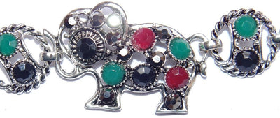 Elephant bracelet in german silver with Onyx stones - Devshoppe