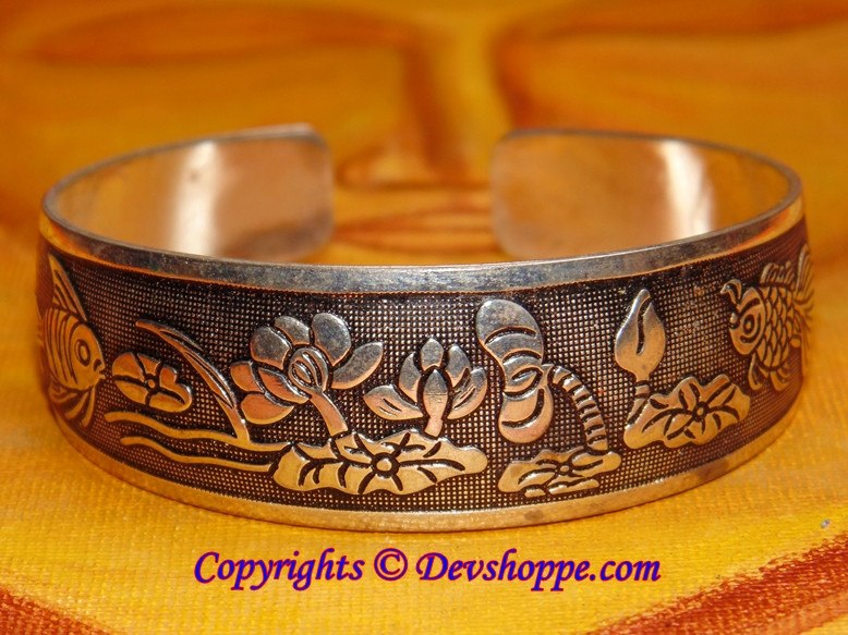 Fish And Lotus Cuff Bracelet - Devshoppe