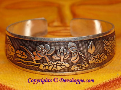 Fish And Lotus Cuff Bracelet - Devshoppe