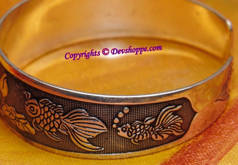 Fish And Lotus Cuff Bracelet - Devshoppe