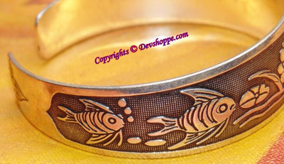 Fish And Lotus Cuff Bracelet - Devshoppe