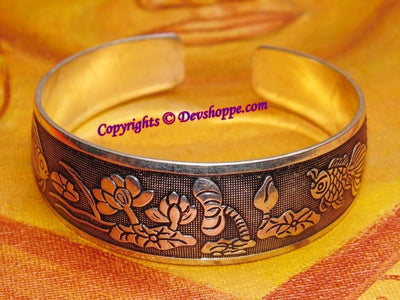 Fish And Lotus Cuff Bracelet - Devshoppe