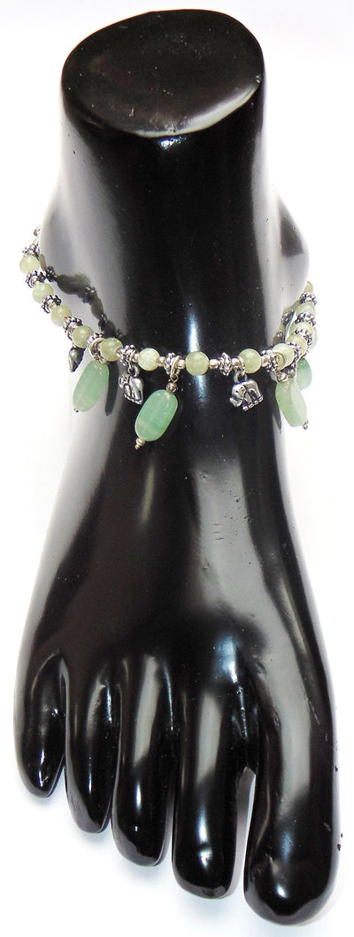 Green Jade Anklet - made up from Green jade beads - Devshoppe