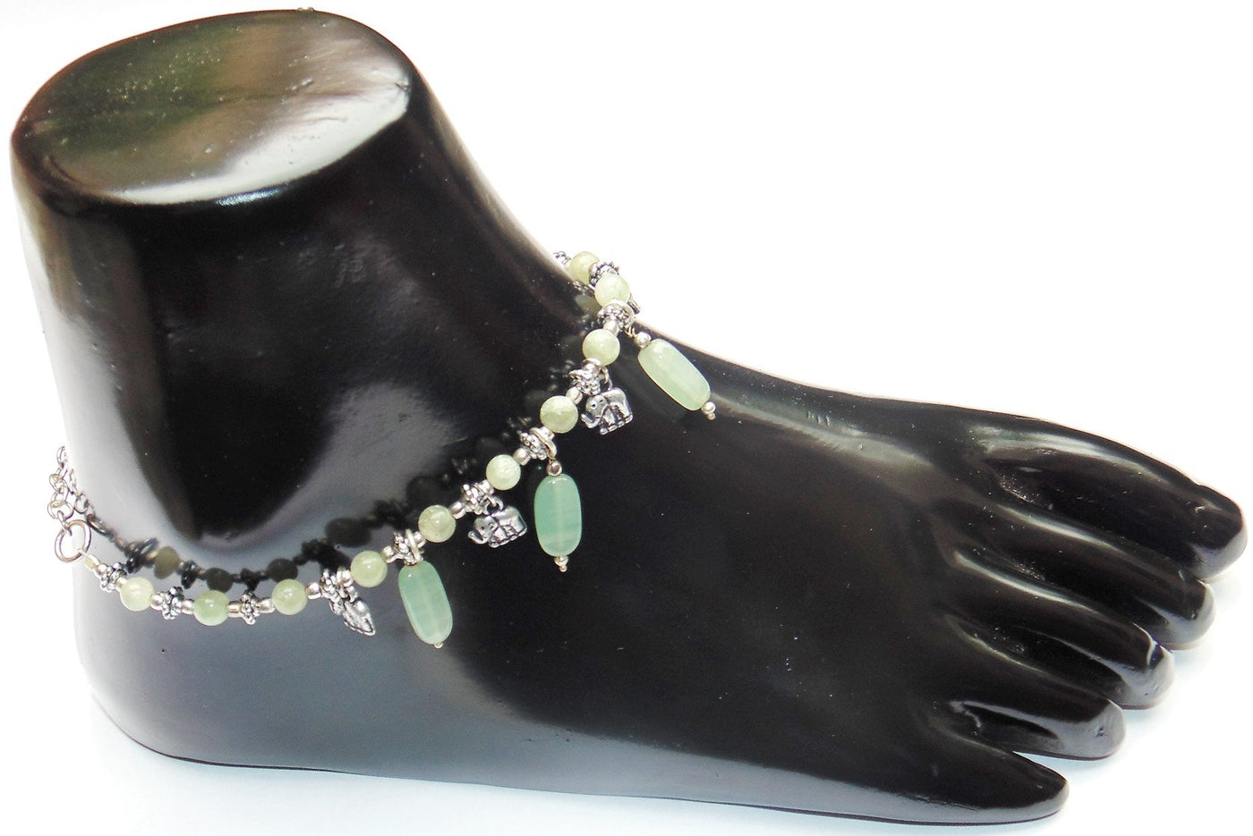 Green Jade Anklet - made up from Green jade beads - Devshoppe