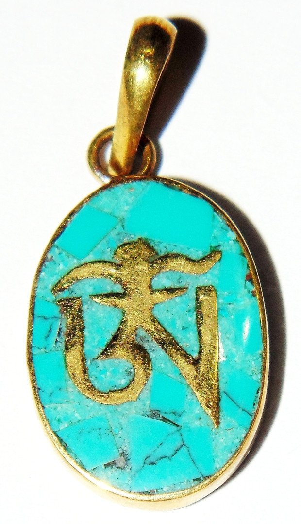 Handmade Tibetan Turquoise OM Pendant Tibetan Pendant - Devshoppe