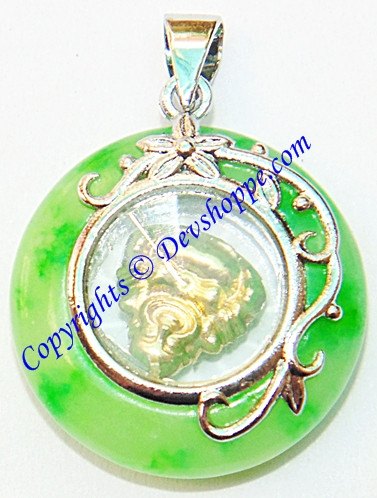 Jade Pendant with Golden Revolving Buddha Inside - Devshoppe