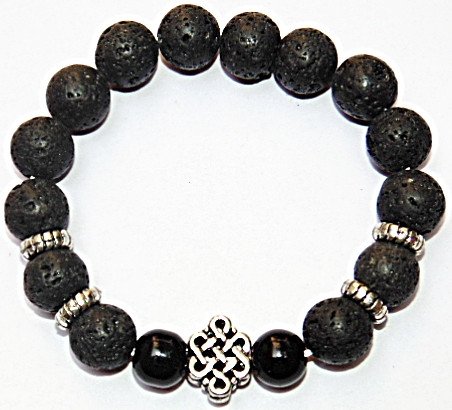 Lava beads bracelet with Mystic knot symbol - Devshoppe