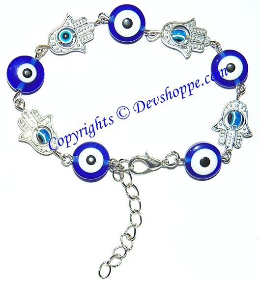 Evil Eye Vinatge Hamsa Tibetan Beaded Charm Chain Bracelet - Devshoppe