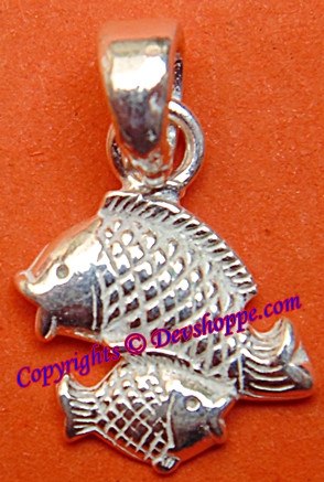 Pisces (Meena) Sun sign zodiac pendant in silver - Devshoppe