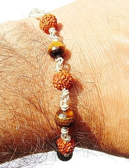 Rudraksha Tiger eye faceted beads Combination Bracelet - Devshoppe