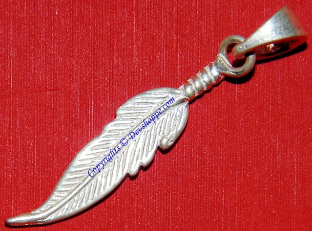 Silver feather shaped pendant Lucky charm - Devshoppe