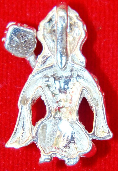 Sri Hanuman in sitting position pure silver pendant - Devshoppe