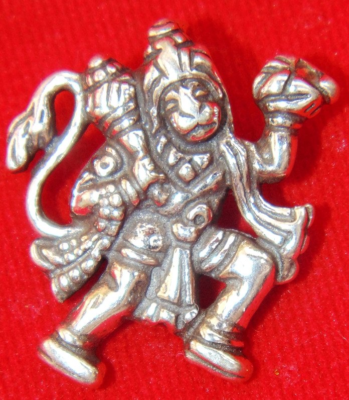 Sri Hanuman pure silver pendant in antique look - Devshoppe