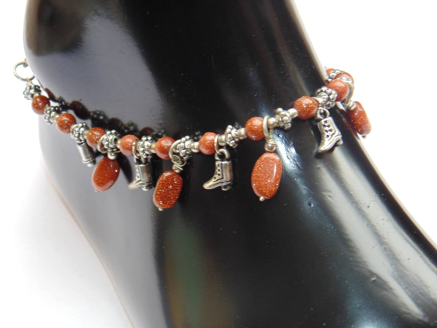 Sunstone Anklet - made up from Sunstone beads - Devshoppe