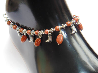 Sunstone Anklet - made up from Sunstone beads - Devshoppe