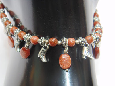 Sunstone Anklet - made up from Sunstone beads - Devshoppe